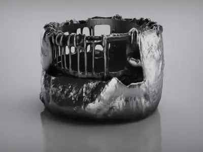 Concrete Ring - Column Ring - Rebar Ring - Silver Ring 3D print model