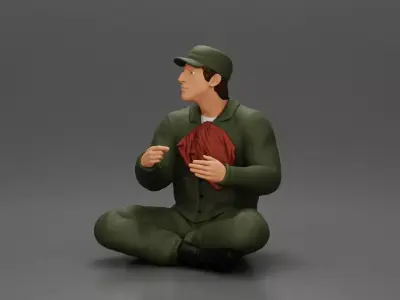 Jamie Farr sitting while eating breakfast in the MASH series 3D print model