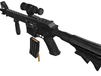 3D Machine Gun Rigged Low-poly 3D model