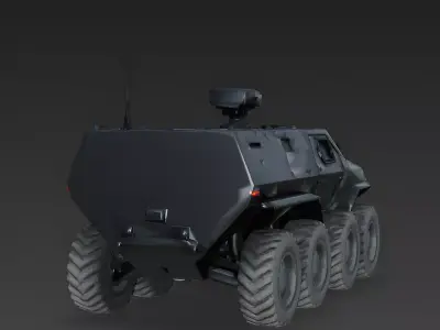 Realistic Stealth 8x8 Armored Vehicle 3D Model Low-poly 3D model