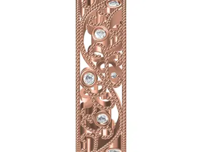 Antique Bezel Set Diamond and Art Deco Wedding Band 3D print model