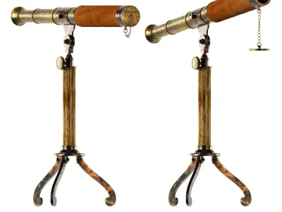 3D Antique Antique Telescope Tripod model 3D model