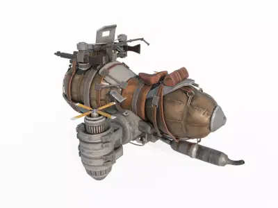 Fantasy retro style aerial motorcycle 3D model