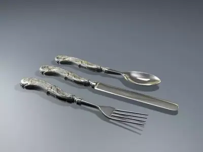 Antique silverware 3D model