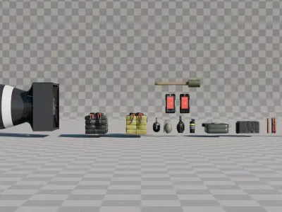 Explosives and Bombs Asset Pack - High Definition 3D Bundle Low-poly 3D model