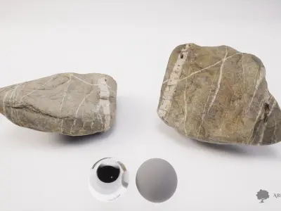 PACK - River rocks - Part 1 - Photogrammetry Low-poly 3D model