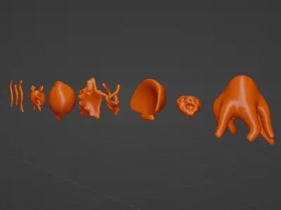 Set of 10 marine 3D icons Low-poly 3D model