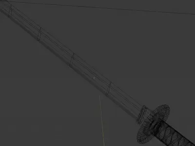 Black Bloodstained Katana Sword Blade Low-poly 3D model