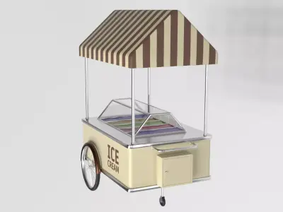 Ice Cream Cart PBR Low-poly 3D model