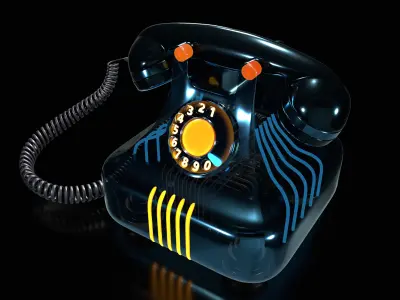 Landline telephone Low-poly 3D model
