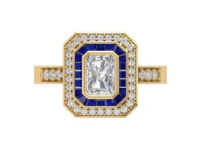 Emerald Art Deco Ring 3D print model 32