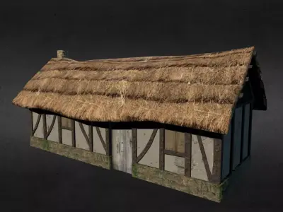 Medieval house Low-poly 3D model 12