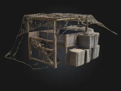 Camouflage Bunker Setup  Concealed Fortification for Tactical  3D model