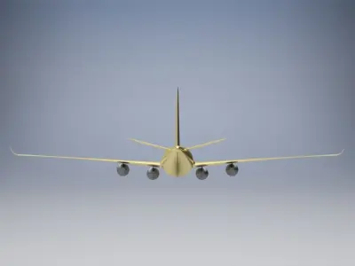 Aircraft golden airplane flying in sky 3D model