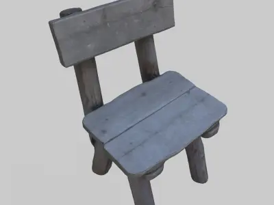 Old Wooden Chair Low-poly 3D model