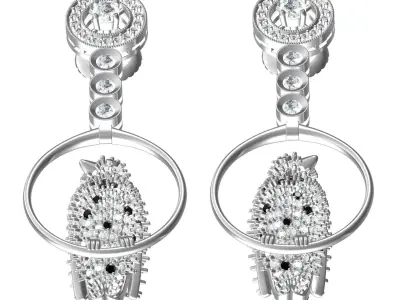 Antique Diamond Bird Hip Hop Earring 3D print model