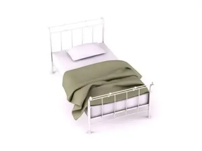 Vintage White Wireframe Bed 3D model