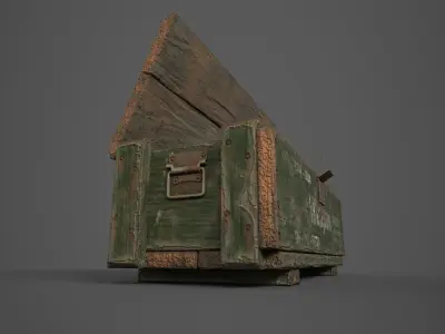 Old military box Low-poly 3D model