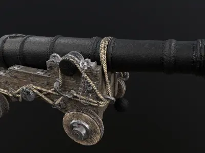 Naval Gun  Low-poly 3D model