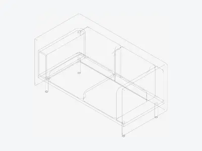 Sofa - Contemporary - Flame - Small - Armrest Shelf Low-poly 3D model buy