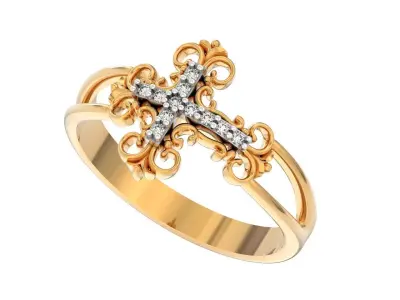 Diamond Sideways Cross Ring 359 3D print model