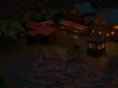 Middle Age Village Low-poly 3D model
