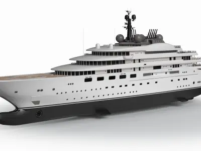 Blue Lurssen Superyacht Night Scene 3D model