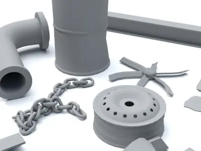 Industrial debris Low-poly 3D model