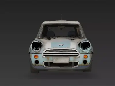 Abandoned Mini Car Wreck Low-poly 3D model