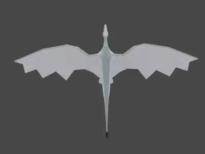 Low-poly dragon origami bird flying in air Low-poly 3D model