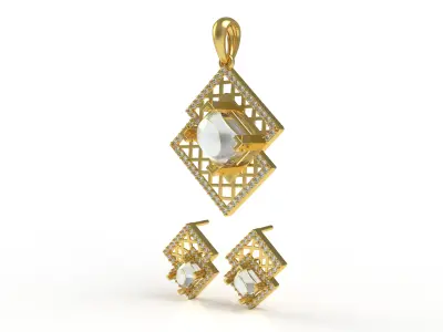Diamond Pendant Set 02 3D print model
