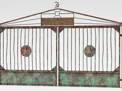 PBR pack of 2color old metal damaged military gates Low-poly 3D model