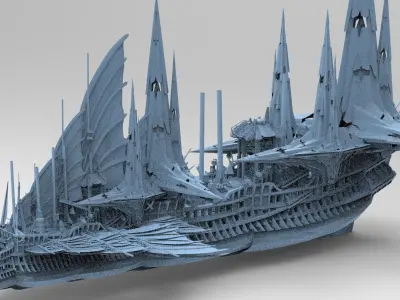 Sci fi Mongol pirate Ship 2 3D model