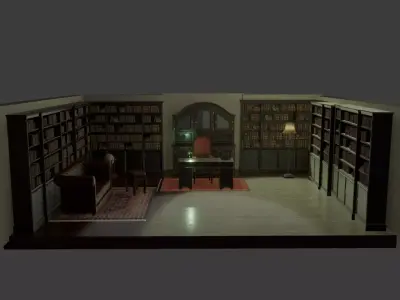 Victorian Styled Office  EEVEE Low-poly 3D model