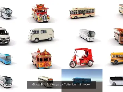 Global Bus Extravaganza Collection 3D Model Pack