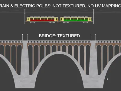 Viaduct with historical tram 3D model