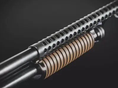 WWII Trench Shotgun Low-poly 3D model