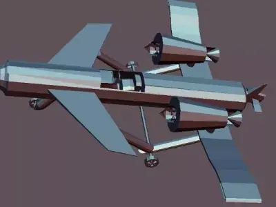 Plane flying drone Low-poly 3D model