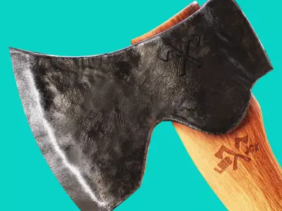 Carving Axe Low Poly Game Ready 3D model Low-poly 3D model