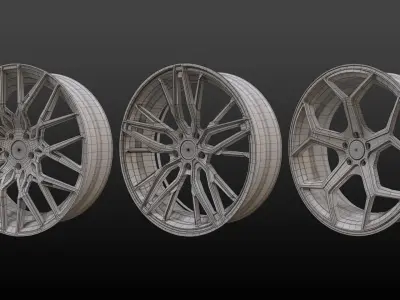 14 Super Sport Cars Rim Base Mesh  Game Ready Low-poly 3D model
