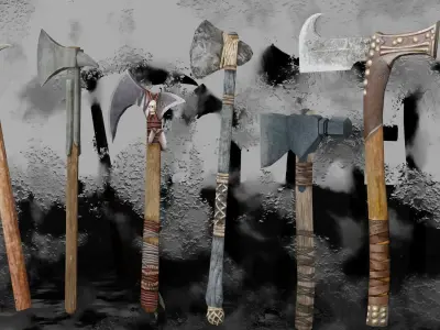 Medieval Axes Ancient Assassins creed Pack of 6 Low-poly 3D model