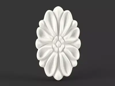Carved Oval Floral Rosette for Classic Furniture 3D model