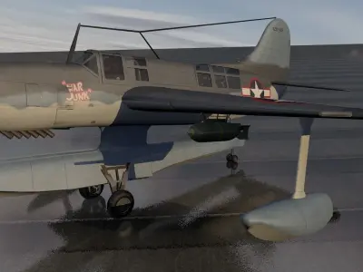 Curtiss SO3C-1 Seamew Low-poly 3D model