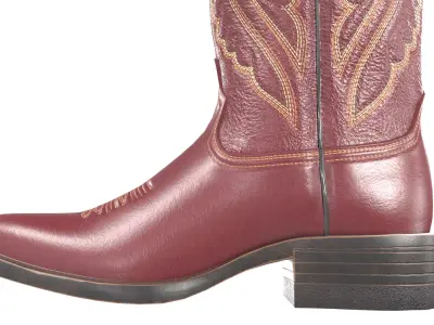 Red Stitch Cowgirl Boots 3D model