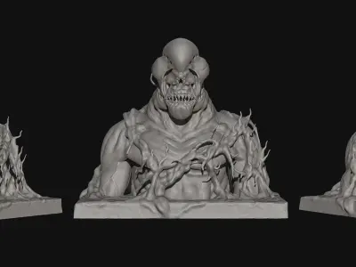 Alien Creature Bust Highpoly 3D model