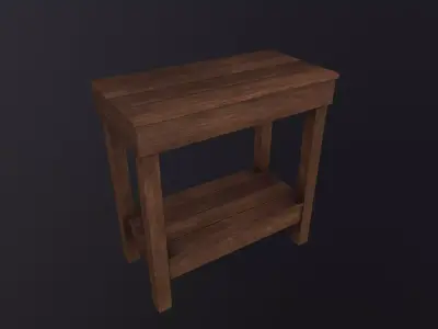 Wooden Bedside Table 3D Model Low-poly 3D model