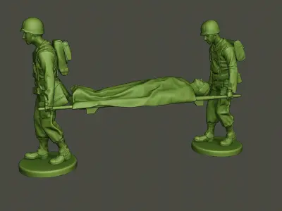 American soldiers ww2 carring stretcher A8 3D print model