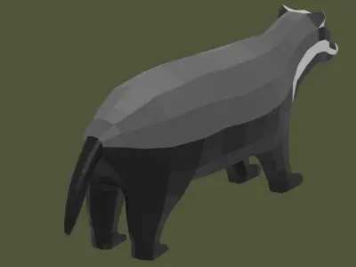 Stylized lowpoly BADGER Low-poly 3D model