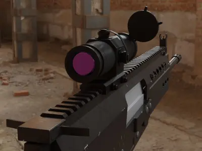 Modern military assault rifle with optic Low-poly 3D model