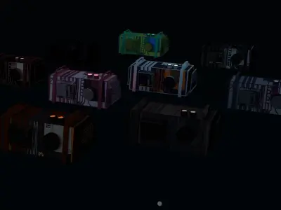 8k Sci Fi Space Props Pack Gadgets 9 Color Variants Pickups Neon Low-poly 3D model